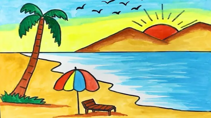 Cách Vẽ Biển Đơn Giản