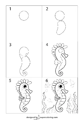 Cách Vẽ Cá Ngựa