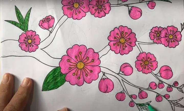 Cách Vẽ Cành Đào
