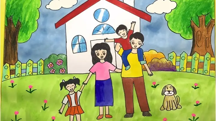 Cách Vẽ Cảnh Gia Đình