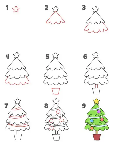 Cách Vẽ Cây Thông