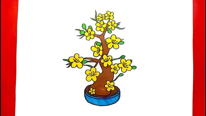 Cách Vẽ Chậu Hoa Mai