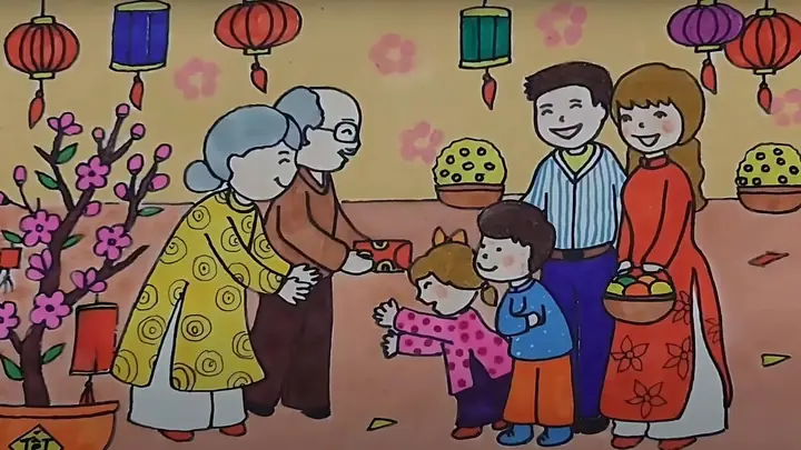 Cách Vẽ Tranh Tết
