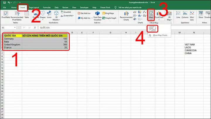 Cách Vẽ Bản Đồ Trong Excel