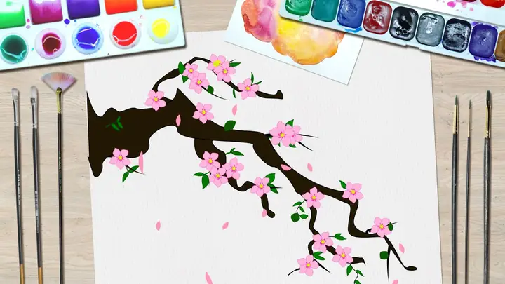 Cách Vẽ Cay Hoa Đào