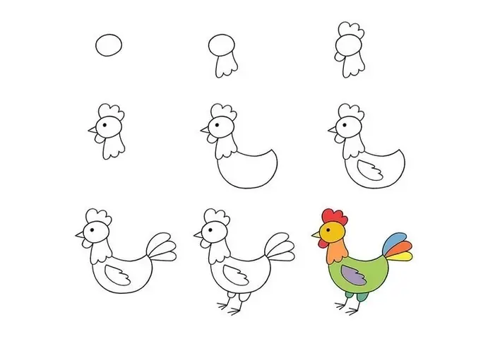 Cách Vẽ Con Gà Đơn Giản