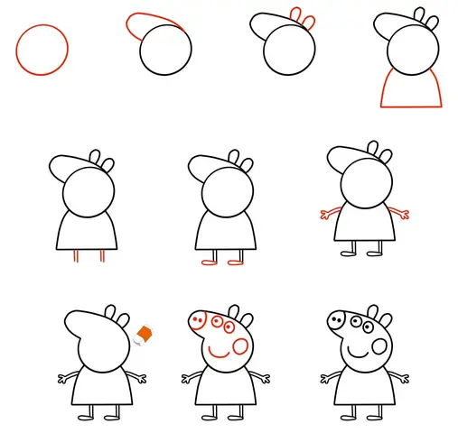 Cách Vẽ Con Heo Peppa