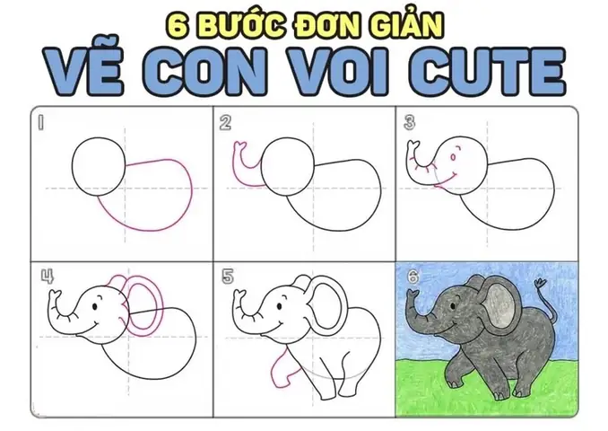 Cách Vẽ Con Voi Dễ Thương