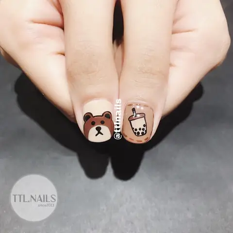 Cách Vẽ Nail Trà Sữa