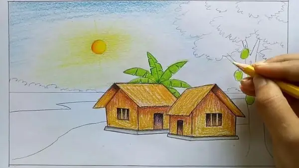 Cách Vẽ Ngôi Nhà Làng Quê
