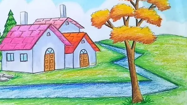 Cách Vẽ Ngôi Nhà Làng Quê