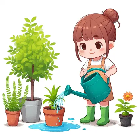 Cách Vẽ Người Đang Tưới Cây