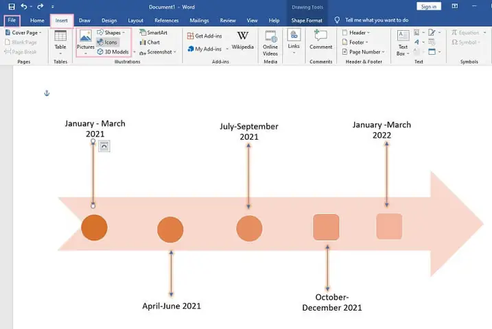 Cách Vẽ Timeline Trên Word
