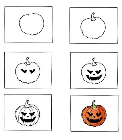 Cách Vẽ Trái Bí Halloween