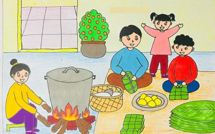 Cách Vẽ Tranh Về Ngày Tết