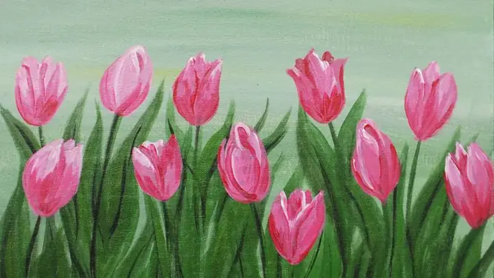 Cách Vẽ Vuon Hoa Tulip