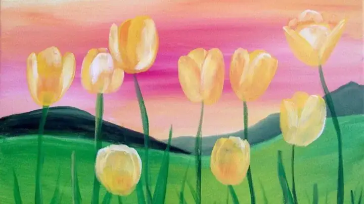 Cách Vẽ Vuon Hoa Tulip