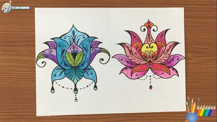 Vẽ Bông Sen Cách Điệu